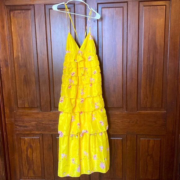 Buddy Love New Callie Song Bird Sleeveless Tiered Floral Yellow Maxi Dress M - Picture 1 of 5